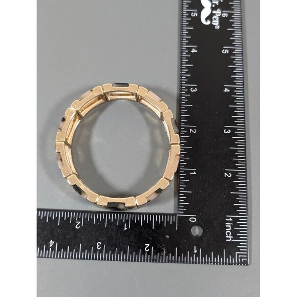 Nine West Faux Tortoise Gold Tone Stretch Bangle Bracelet 7 in - Picture 8 of 9